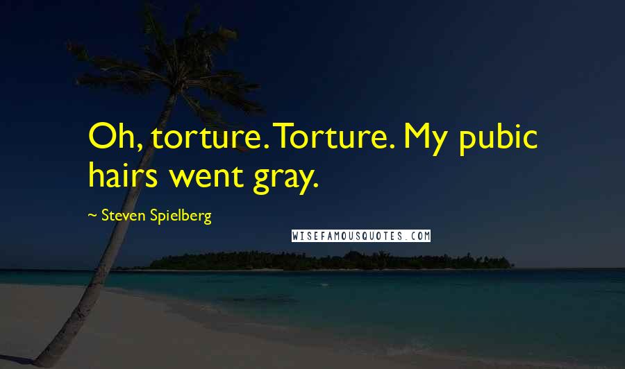 Steven Spielberg Quotes: Oh, torture. Torture. My pubic hairs went gray.