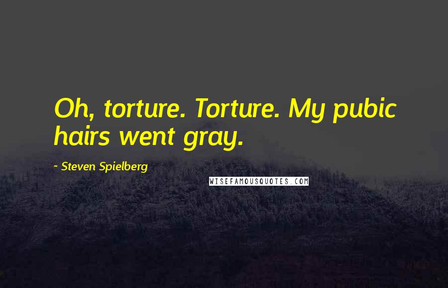 Steven Spielberg Quotes: Oh, torture. Torture. My pubic hairs went gray.