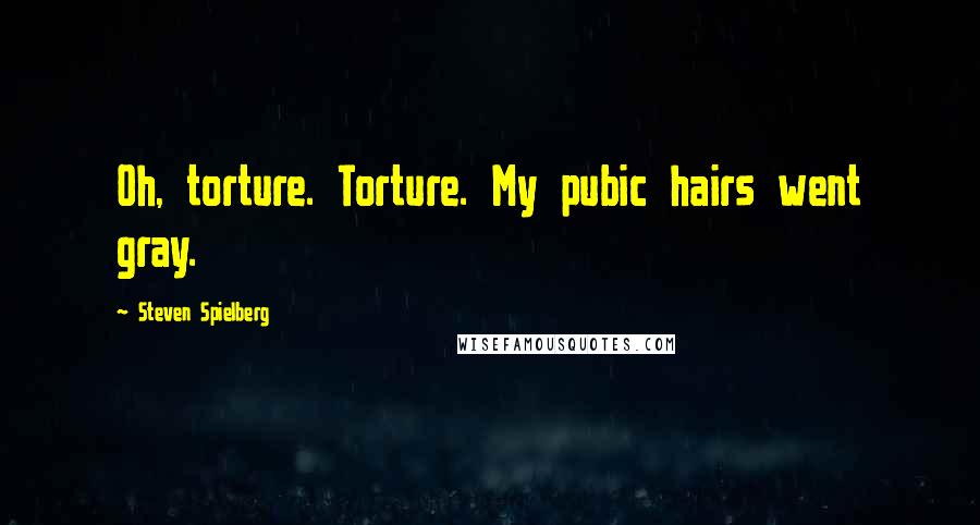 Steven Spielberg Quotes: Oh, torture. Torture. My pubic hairs went gray.