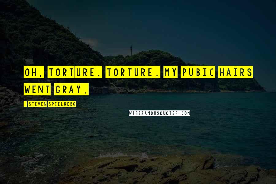 Steven Spielberg Quotes: Oh, torture. Torture. My pubic hairs went gray.