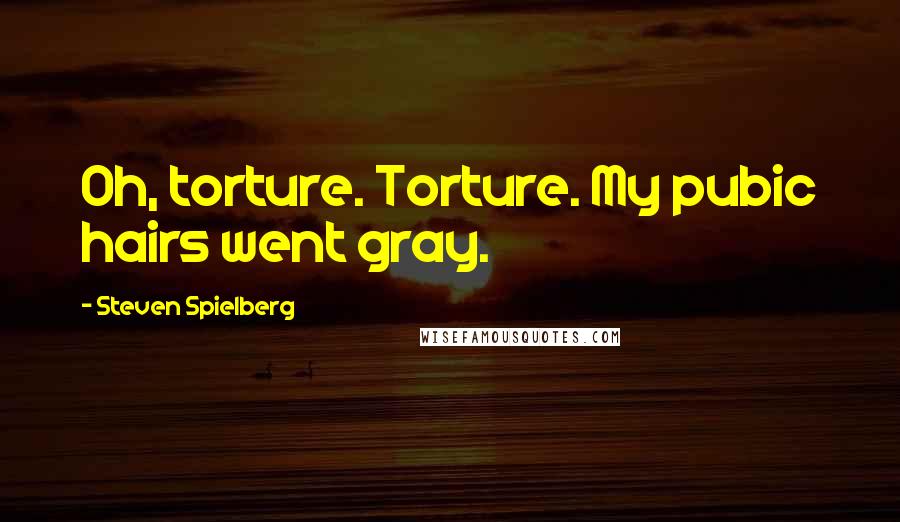 Steven Spielberg Quotes: Oh, torture. Torture. My pubic hairs went gray.