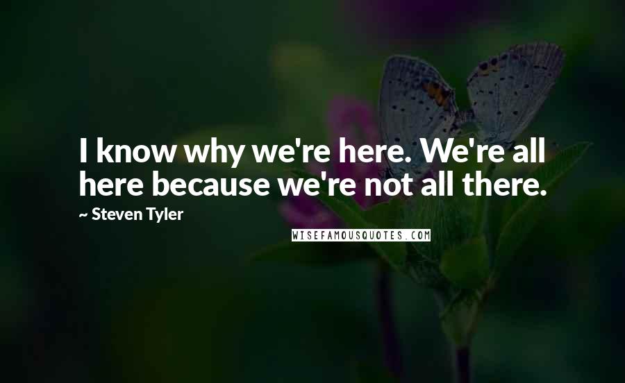 Steven Tyler Quotes: I know why we're here. We're all here because we're not all there.