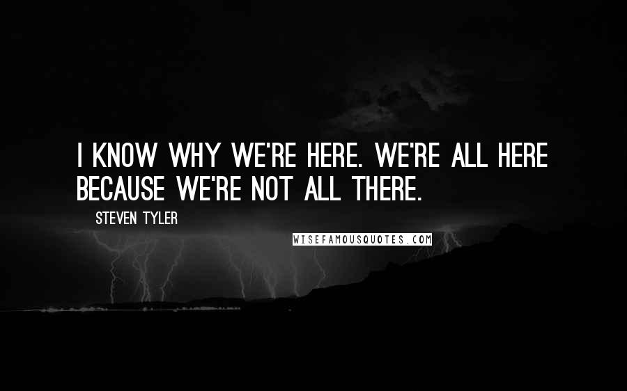 Steven Tyler Quotes: I know why we're here. We're all here because we're not all there.