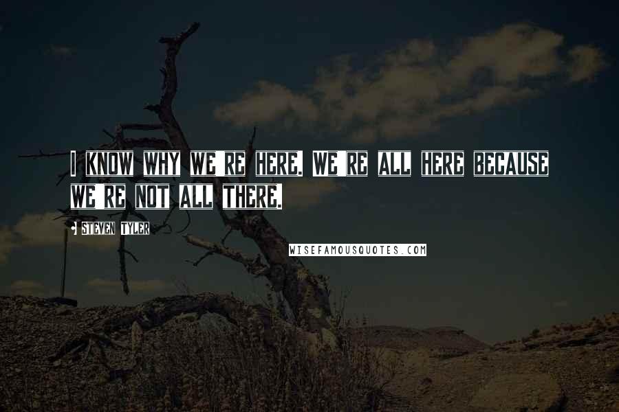 Steven Tyler Quotes: I know why we're here. We're all here because we're not all there.