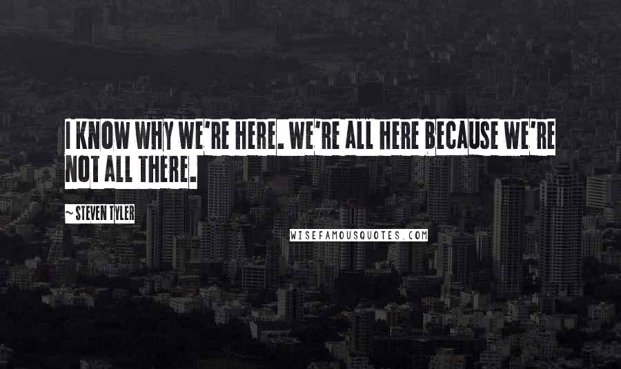 Steven Tyler Quotes: I know why we're here. We're all here because we're not all there.