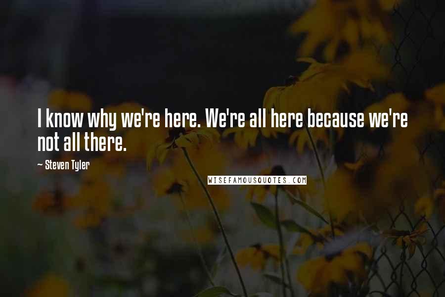 Steven Tyler Quotes: I know why we're here. We're all here because we're not all there.