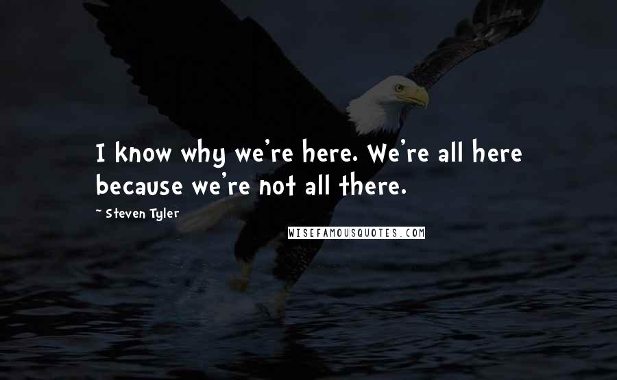 Steven Tyler Quotes: I know why we're here. We're all here because we're not all there.