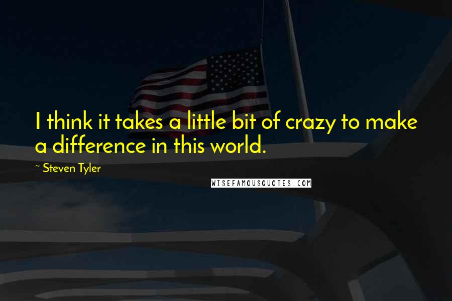 Steven Tyler Quotes: I think it takes a little bit of crazy to make a difference in this world.