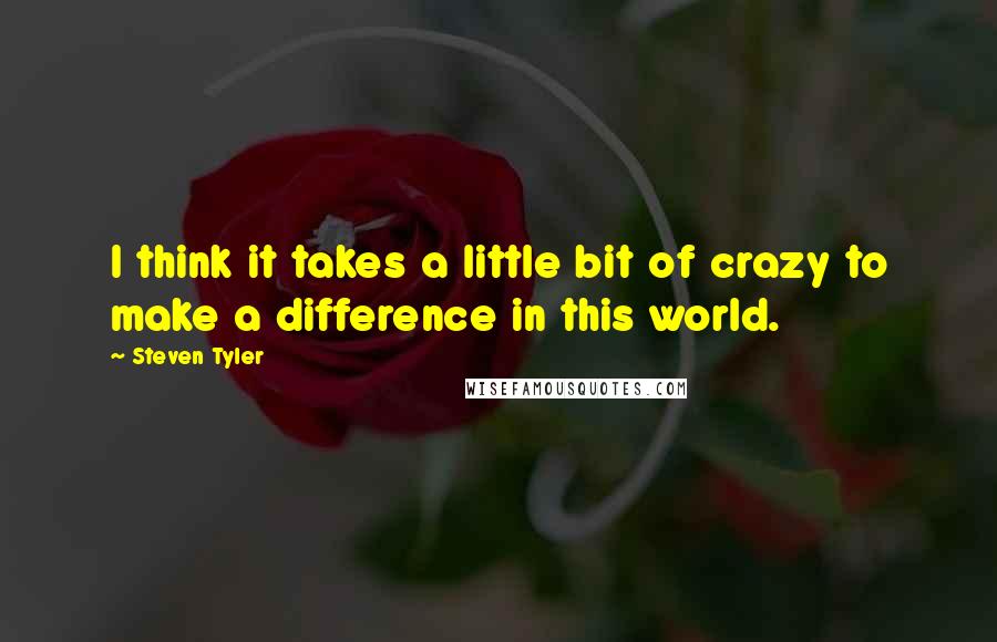 Steven Tyler Quotes: I think it takes a little bit of crazy to make a difference in this world.