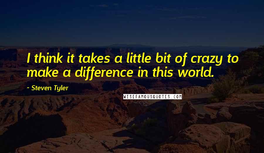 Steven Tyler Quotes: I think it takes a little bit of crazy to make a difference in this world.