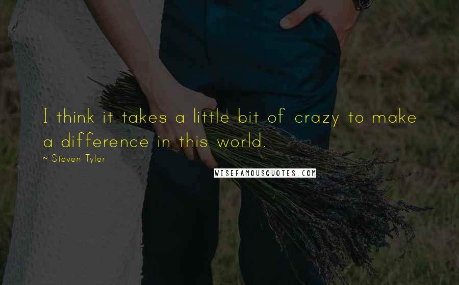 Steven Tyler Quotes: I think it takes a little bit of crazy to make a difference in this world.