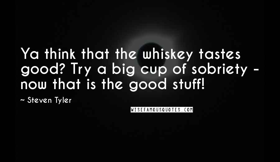 Steven Tyler Quotes: Ya think that the whiskey tastes good? Try a big cup of sobriety - now that is the good stuff!
