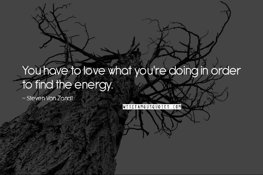 Steven Van Zandt Quotes: You have to love what you're doing in order to find the energy.