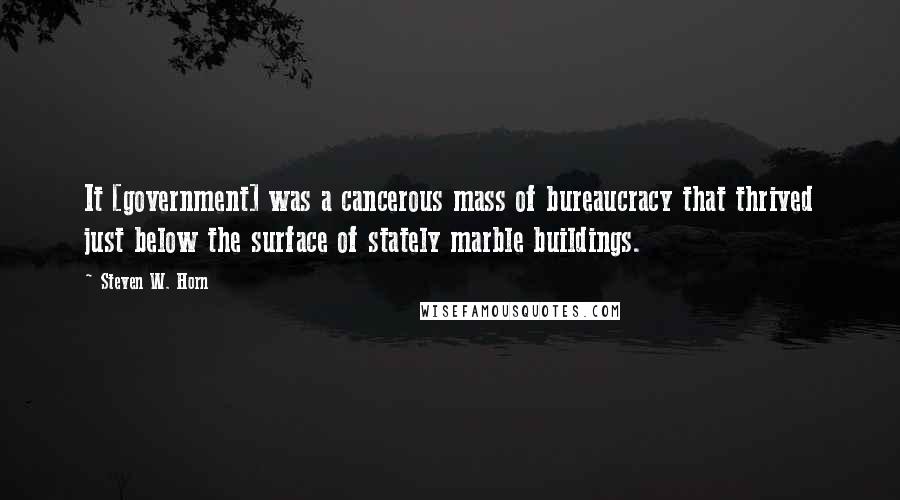 Steven W. Horn Quotes: It [government] was a cancerous mass of bureaucracy that thrived just below the surface of stately marble buildings.