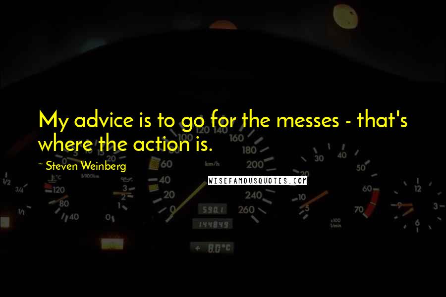 Steven Weinberg Quotes: My advice is to go for the messes - that's where the action is.