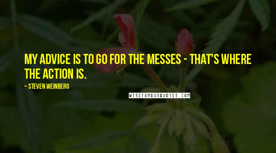 Steven Weinberg Quotes: My advice is to go for the messes - that's where the action is.