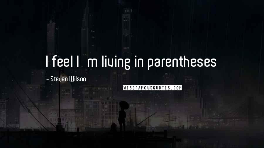 Steven Wilson Quotes: I feel I'm living in parentheses