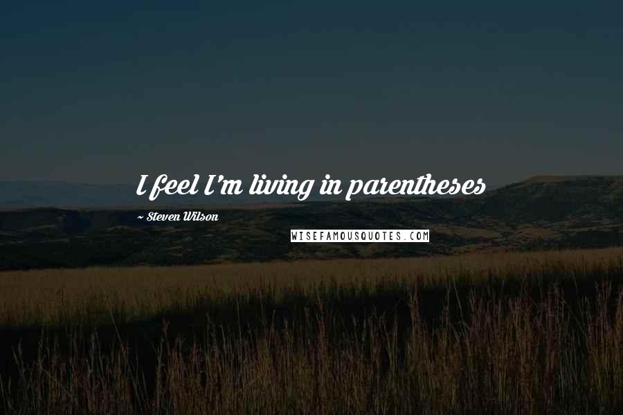 Steven Wilson Quotes: I feel I'm living in parentheses