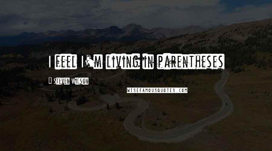 Steven Wilson Quotes: I feel I'm living in parentheses