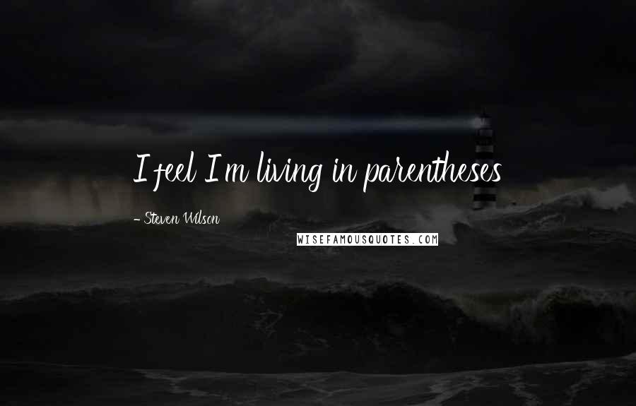 Steven Wilson Quotes: I feel I'm living in parentheses