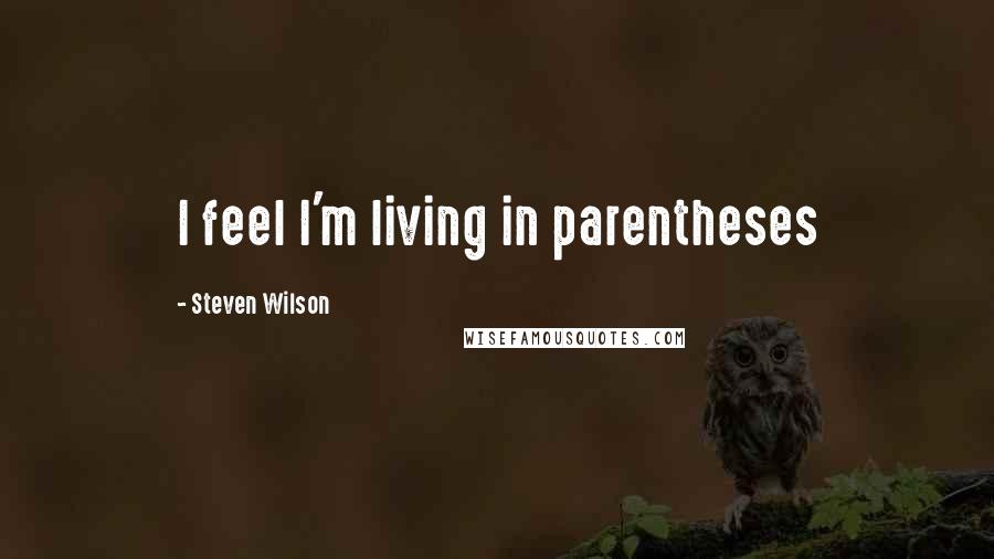 Steven Wilson Quotes: I feel I'm living in parentheses