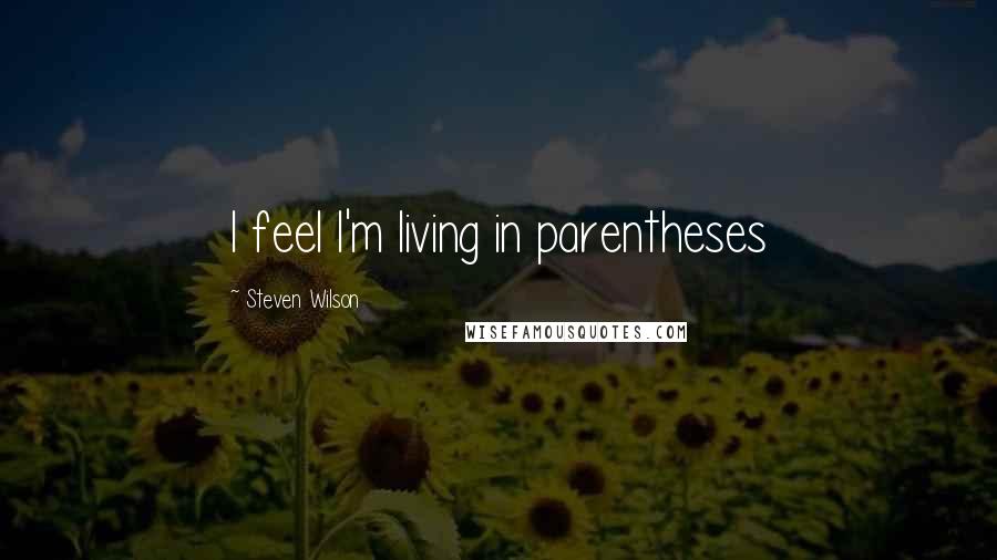 Steven Wilson Quotes: I feel I'm living in parentheses