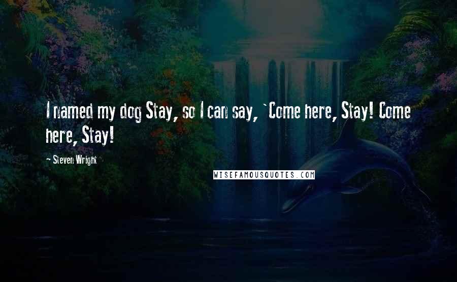 Steven Wright Quotes: I named my dog Stay, so I can say, 'Come here, Stay! Come here, Stay!