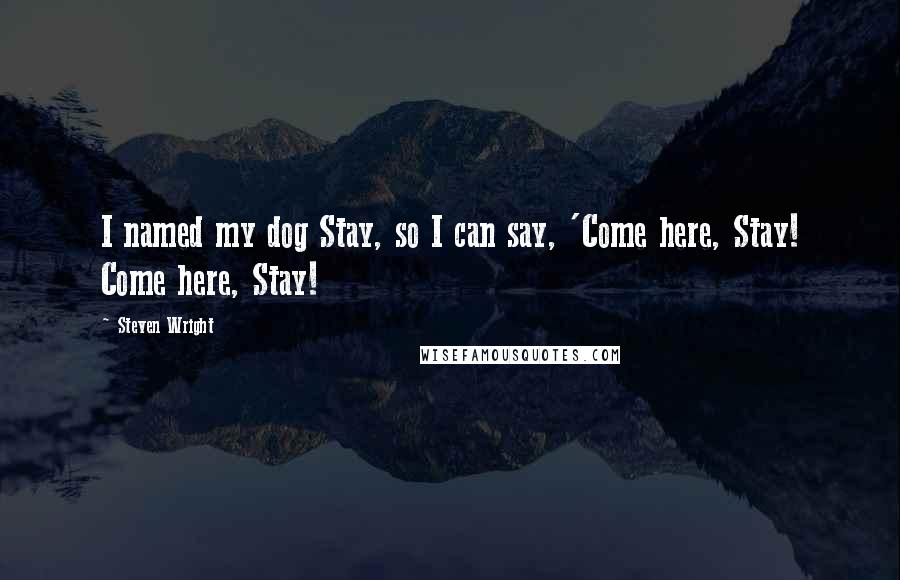 Steven Wright Quotes: I named my dog Stay, so I can say, 'Come here, Stay! Come here, Stay!