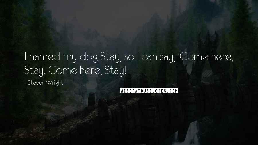 Steven Wright Quotes: I named my dog Stay, so I can say, 'Come here, Stay! Come here, Stay!