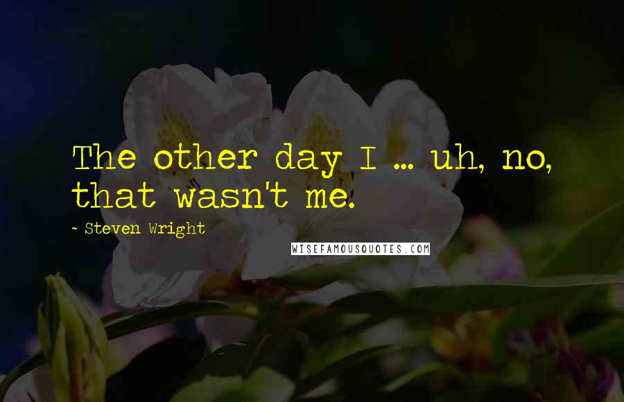 Steven Wright Quotes: The other day I ... uh, no, that wasn't me.