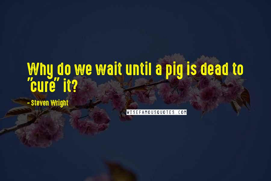 Steven Wright Quotes: Why do we wait until a pig is dead to "cure" it?