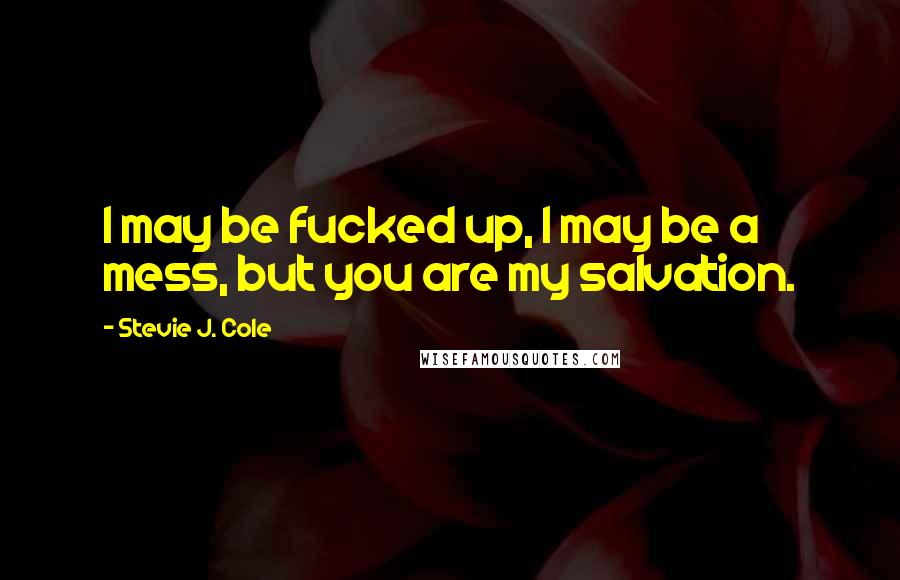 Stevie J. Cole Quotes: I may be fucked up, I may be a mess, but you are my salvation.
