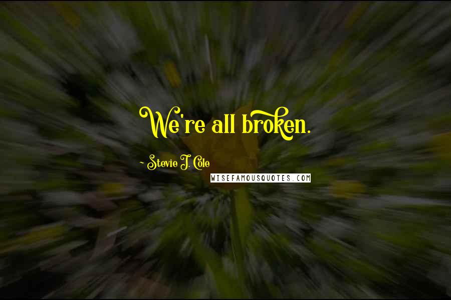 Stevie J. Cole Quotes: We're all broken.