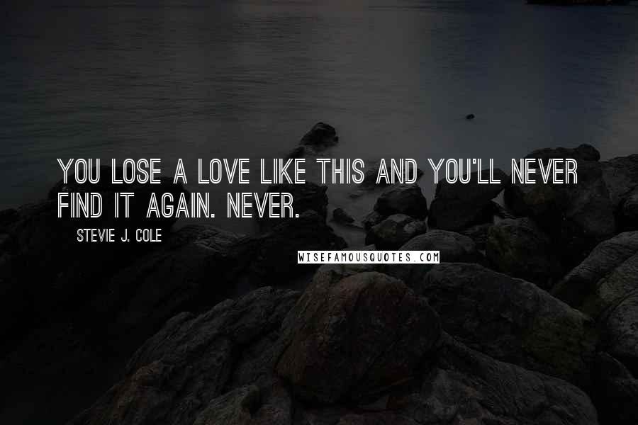 Stevie J. Cole Quotes: You lose a love like this and you'll never find it again. Never.