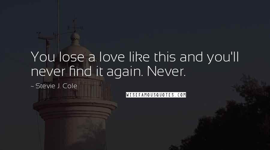 Stevie J. Cole Quotes: You lose a love like this and you'll never find it again. Never.