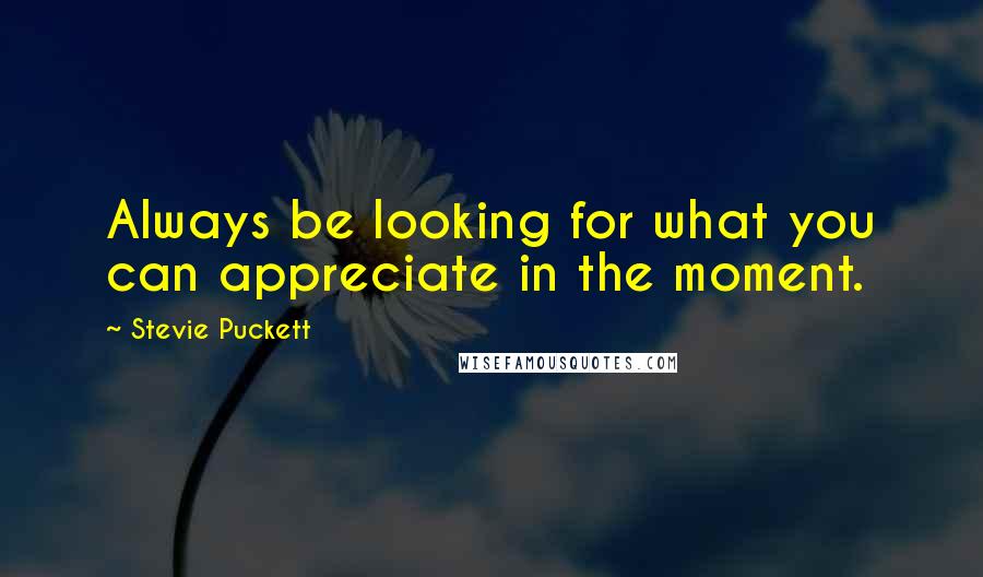 Stevie Puckett Quotes: Always be looking for what you can appreciate in the moment.