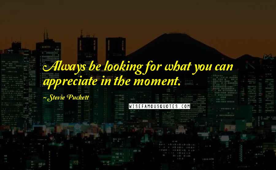 Stevie Puckett Quotes: Always be looking for what you can appreciate in the moment.