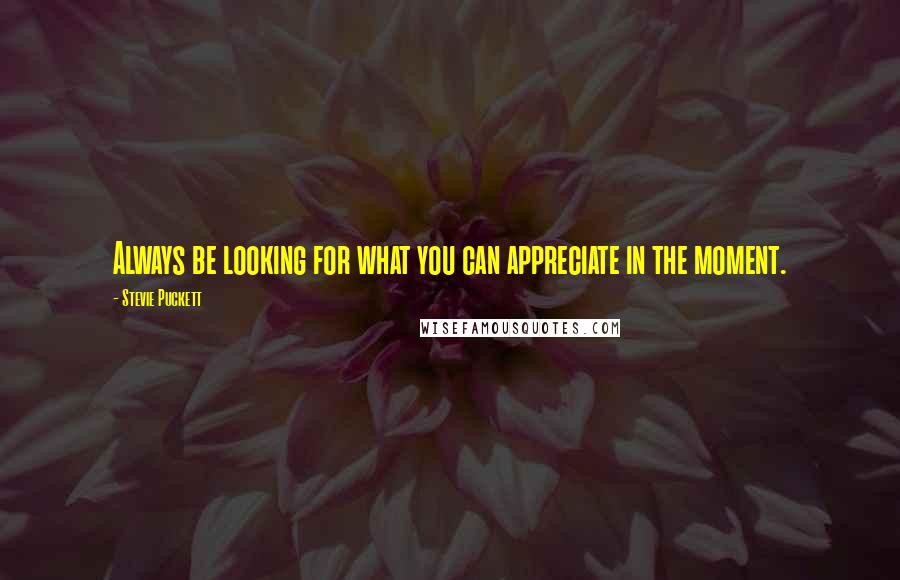 Stevie Puckett Quotes: Always be looking for what you can appreciate in the moment.