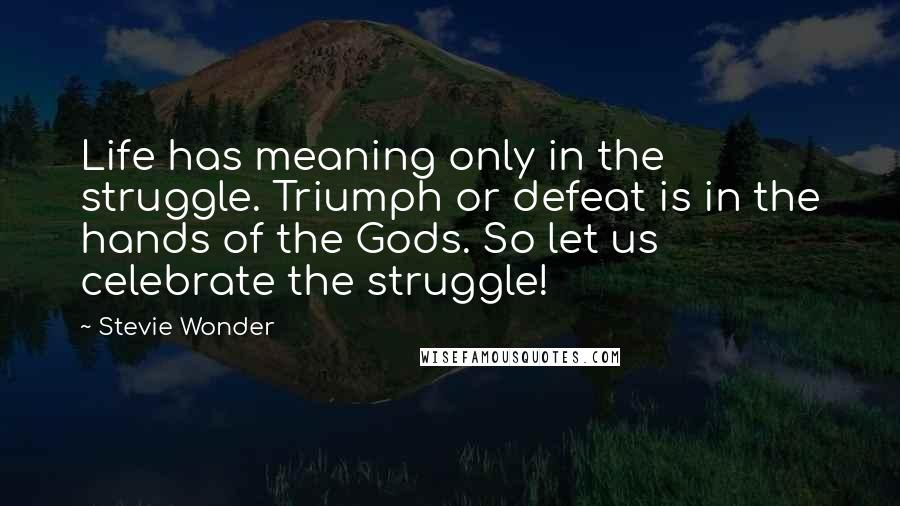 Stevie Wonder Quotes: Life has meaning only in the struggle. Triumph or defeat is in the hands of the Gods. So let us celebrate the struggle!