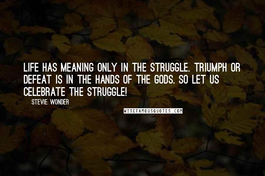 Stevie Wonder Quotes: Life has meaning only in the struggle. Triumph or defeat is in the hands of the Gods. So let us celebrate the struggle!