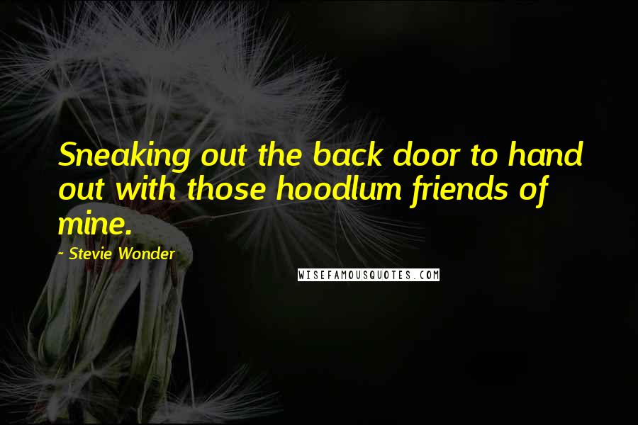 Stevie Wonder Quotes: Sneaking out the back door to hand out with those hoodlum friends of mine.