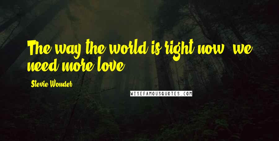 Stevie Wonder Quotes: The way the world is right now, we need more love,