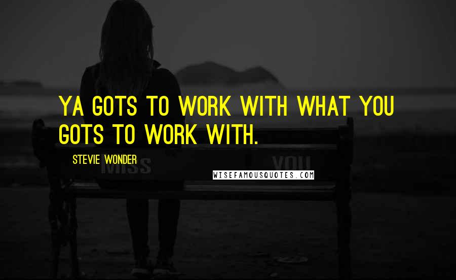 Stevie Wonder Quotes: Ya gots to work with what you gots to work with.