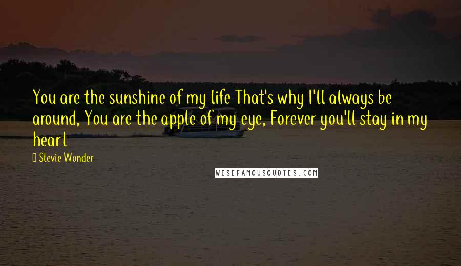 Stevie Wonder Quotes: You are the sunshine of my life That's why I'll always be around, You are the apple of my eye, Forever you'll stay in my heart