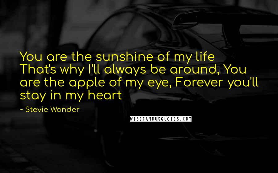 Stevie Wonder Quotes: You are the sunshine of my life That's why I'll always be around, You are the apple of my eye, Forever you'll stay in my heart