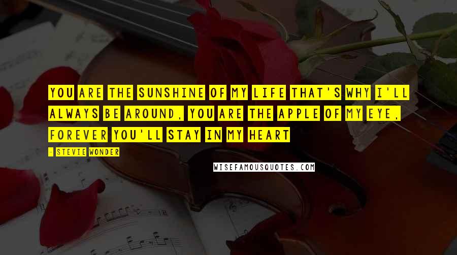 Stevie Wonder Quotes: You are the sunshine of my life That's why I'll always be around, You are the apple of my eye, Forever you'll stay in my heart