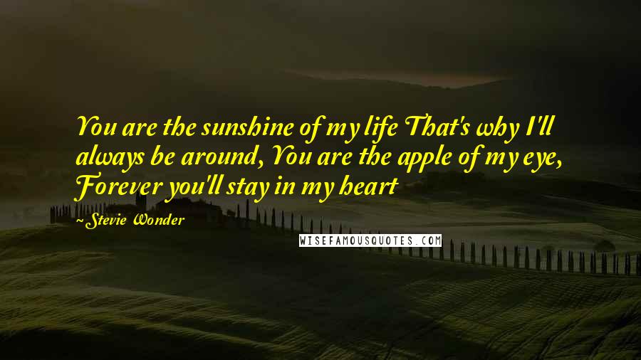 Stevie Wonder Quotes: You are the sunshine of my life That's why I'll always be around, You are the apple of my eye, Forever you'll stay in my heart