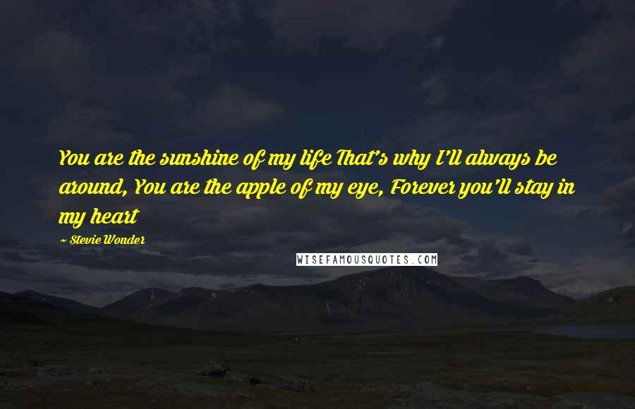 Stevie Wonder Quotes: You are the sunshine of my life That's why I'll always be around, You are the apple of my eye, Forever you'll stay in my heart