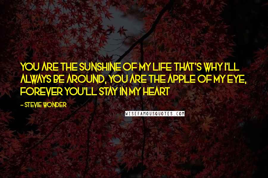 Stevie Wonder Quotes: You are the sunshine of my life That's why I'll always be around, You are the apple of my eye, Forever you'll stay in my heart