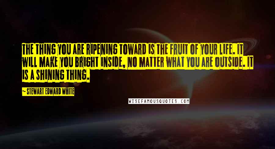 Stewart Edward White Quotes: The thing you are ripening toward is the fruit of your life. It will make you bright inside, no matter what you are outside. It is a shining thing.